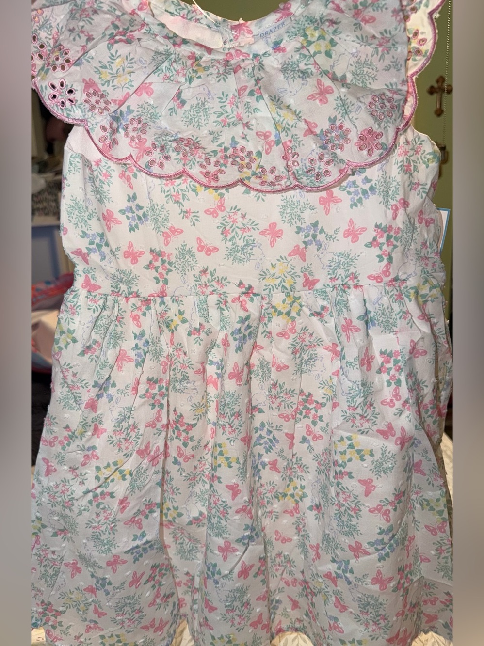 Girl Draper and James Sleeveless Dress with Eyelet Collar  and headband - 5 NWT